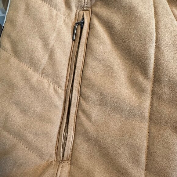 Columbia Womens Tan Zip Pockets Jacket Faux Fur Lined Polyester Size L - Picture 8 of 16